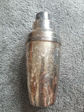 Cocktail Shaker Vintage Old 30s 40s 50s Hammered / Silver Plated