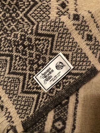 Amana Woolen Mills Wool Throw Blanket Brown & Ivory Nordic 56 x 72 Fringe USA 2