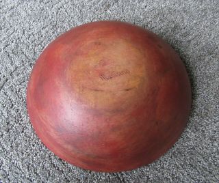 Antique Munising Bowl Primitive Vintage Red Paint 11 - 1/4 " Round Wood Wooden