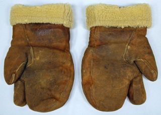 Ww2 Wwii Usaaf Us Army Air Force Leather Wool Pilot Gloves Type A - 9a Large Tags