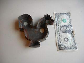Large Antique Soldered Tin Rooster Cookie Cutter.  Early Rooster Cookie Cutter