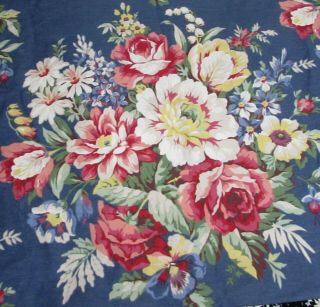 Twin Fitted Ralph Lauren Kimberly Blue Cabbage Rose Bed Sheet