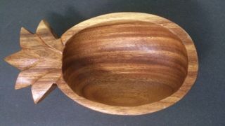 Vintage Mid - Century Wooden Tiki Bowl Dish Pineapple