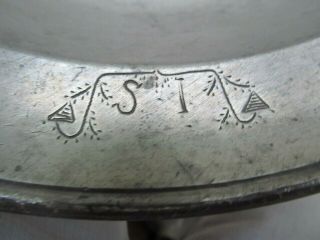Rare,  Large 13 " Antique 1770 Colonial Pewter Serving Bowl,  Engraved Monogram