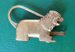 Vtg Metal Lock Early 20th Century Padlock Lion Animal Shape Brass Collectible