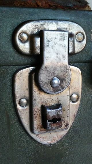 Vtg 19 in.  Kenedy Tool Box Open Interior Worn Leather Handle Corbin Snap Locks 3
