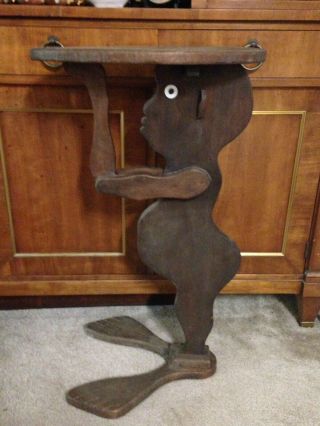 Vintage Racist Butler Folk Art Black Americana Handmade Carved Wood Entry Table