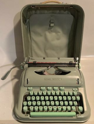 Vintage Hermes 3000 Typewriter Cursive Script Seafoam Green For Repair Or Parts