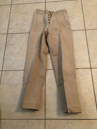 Rare Vtg 40s Ww2 Wwii Us Military Army Khaki Cotton Trousers Pants