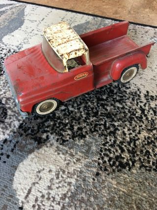 Vintage Tonka 1960’s Red Stepside Steel Pick Up Truck Collectible W/trailer