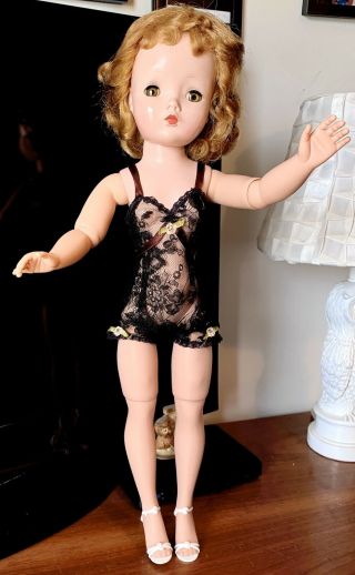 Vintage 1950s Madame Alexander Cissy Doll With Tagged Camisole & High Heel Shoes