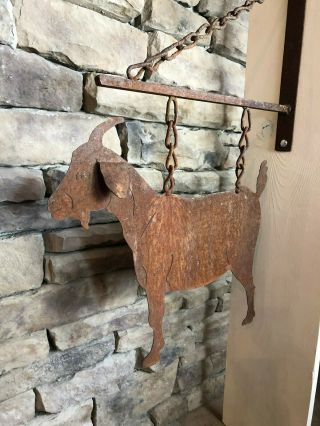 Vintage Handmade Lancaster County Metal Goat Farm Sign