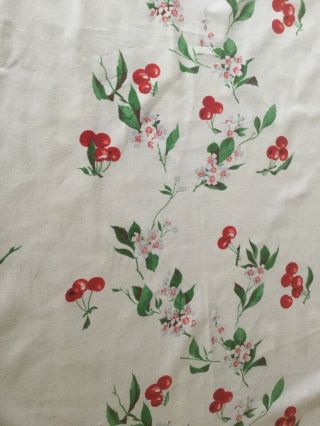 Vintage 1950 ' s Tablecloth with matching napkins - Cherry Print 2