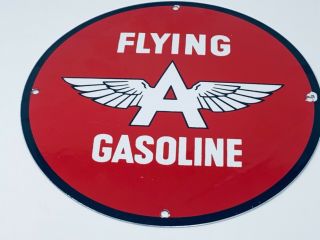 Vintage Flying A Gasoline Porcelain Sign Gas Station Pump Plate Oil Advertising
