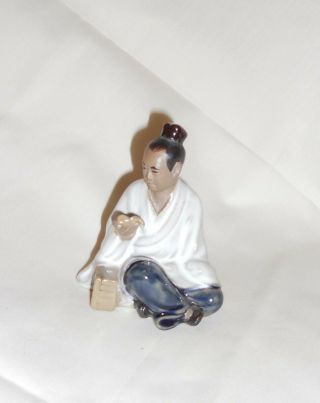 Antique/vintage Chinese Mudman Female (?) 3 1/2 " Tall Reading
