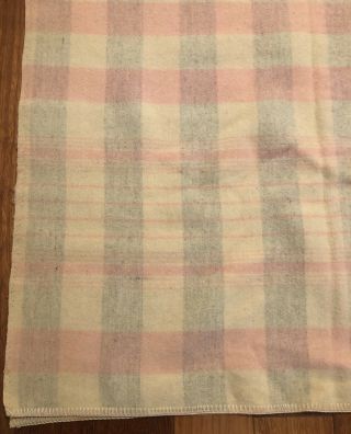 Vintage Peach,  Pink,  Gray Xlarge Check Wool Camp Blanket 157” Long X 60” Wide