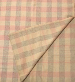 Vintage Peach,  Pink,  Gray XLarge Check Wool Camp Blanket 157” Long x 60” Wide 2