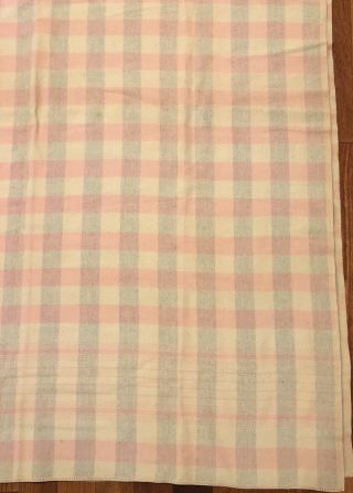 Vintage Peach,  Pink,  Gray XLarge Check Wool Camp Blanket 157” Long x 60” Wide 3