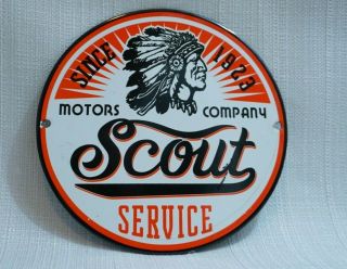 Vintage Scout Service Porcelain Sign Gas Motor Oil Metal Station Pump Plate Rare