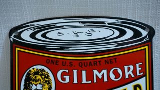 VINTAGE GILMORE LION HEAD CAN PORCELAIN SIGN GAS MOTOR OIL STATION PUMP RARE 2