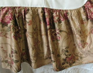 Ralph Lauren Guinevere King Bed Skirt,  Dust Ruffle,  Floral 100 Cotton Sateen