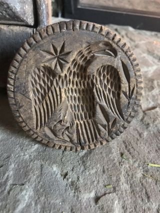 Antique Hand Carved Eagle Butter Stamp Mold Primitive