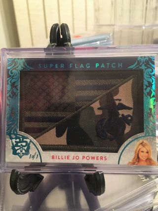 2019 Benchwarmer 25 Years Flag Patch Ice Blue 1/1 Billie Jo Powers