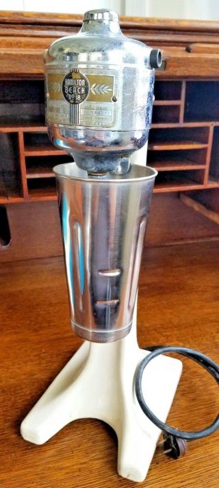Vintage Hamilton Beach Model 18 Milk Shake Mixer With Cup Great Orig Cond