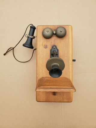 Vtg Antique Stromberg Carlson Hand Crank Wooden Box Wall Telephone Phone