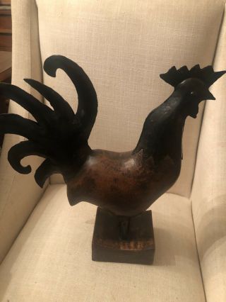 Vintage Antique Style Folk Art Chicken Wood And Metal Approx 14.  5” Tall