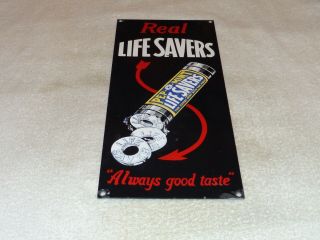 Vintage Real Life Savers Pep O Candy 17 " Porcelain Metal Gasoline Oil Sign