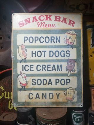 Vintage Old Drive In Metal Soda Sign Coke Hot Dog Candy Snack Bar Gas Resteraunt