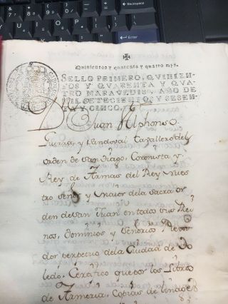 Vintage Spanish Documents 1650 - 1800’s Family Crest In Ink