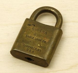 Eureka Eagle Locks 8b5 Antique Brass Padlock Lock Made In Usa 28x48mm No Key