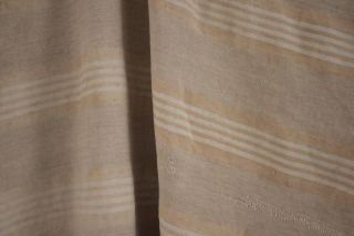 Ticking Fabric Antique French Linen Herringbone Faded Beige Stripes Upholstery