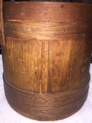 Vintage Antique Primitive Wooden Firkin Sugar Bucket w/Lid 2