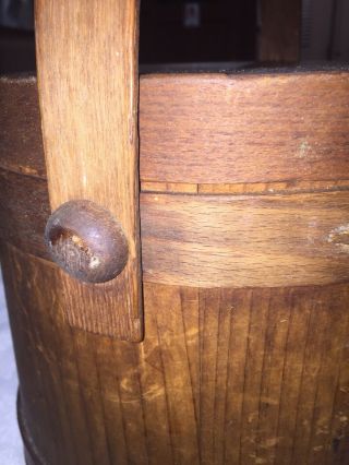 Vintage Antique Primitive Wooden Firkin Sugar Bucket w/Lid 3
