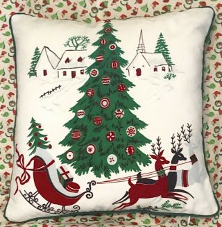 Pillow Cover Recycled From Vintage Wilendur Christmas Tablecloth Hand Made