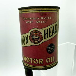 Lion Head Motor Oil Can Metal 1 Quart Gilmore Oil Los Angeles Ca.