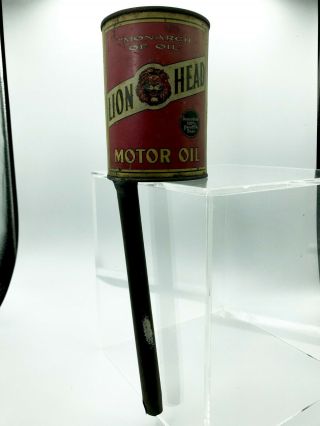 Lion Head Motor Oil Can Metal 1 QUART GILMORE OIL LOS ANGELES CA. 2