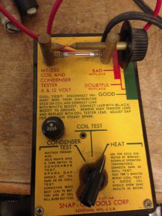 Vintage Snap On Coil And Condenser Tester 6 And 12 Volt