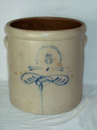 Primitive Modified Bee Sting 5 Stoneware Crock / 5 Gallon Antique Red Wing
