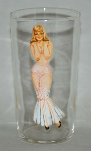 VINTAGE FOSTORIA RISQUÉ PEEK - A - BOO NAKED PIN UP GIRL DRINKING GLASSES TUMBLERS 3
