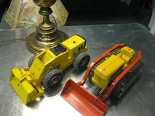 Hubley Might - Metal Toy Front End Loader Rubber Track No.  505 And Tonka Loader Inc