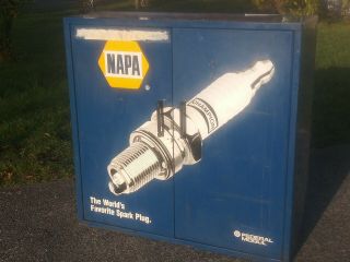 Vintage Napa Auto - Champion Sparkplug Wall Tool Box Cabinet Advertising Sign