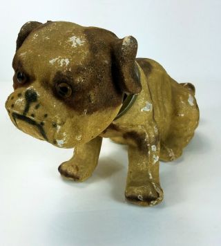Antique Paper Mache Bull Dog Bobble Head Nodder