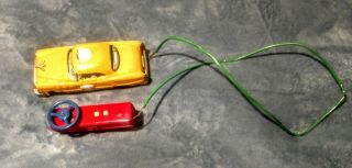 Vintage Tin Battery Op Remote Control Yellow Cab Taxi,  Linemar Japan