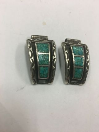 Navajo Watch Side Elements For Band Turquoise Chip Settings In Sterling Silver