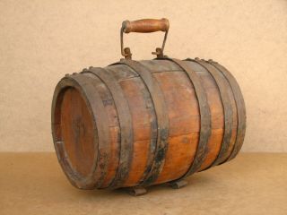 Old Antique Primitive Wooden Wood Barrel Vessel Keg Canteen Cask Wine Early 20th