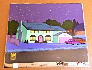 Simpsons Production Cel Background With Matching Drawing Collector 